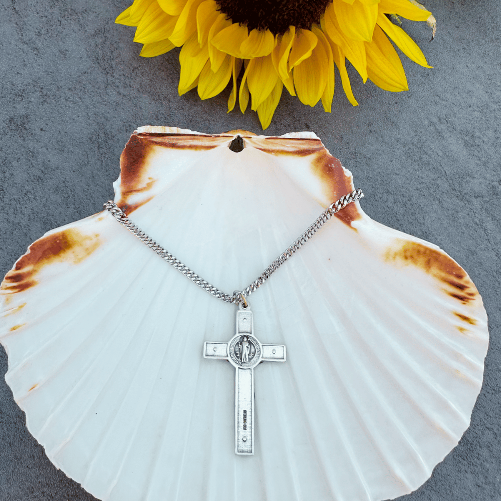 Sterling Silver Saint Benedict Crucifix Pendant - 0645SS