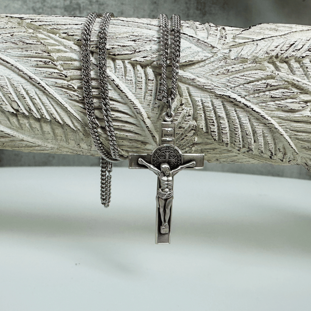 Sterling Silver Saint Benedict Crucifix Pendant - 0645SS