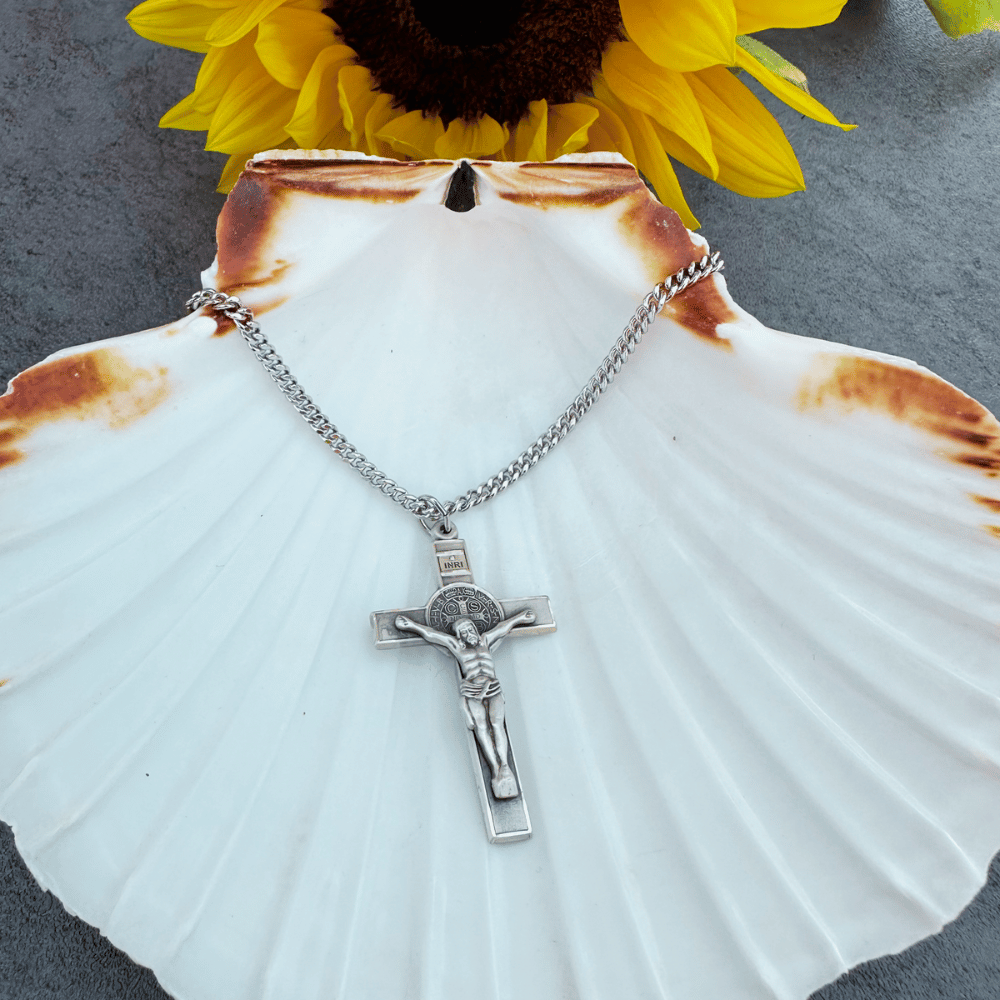 Sterling Silver Saint Benedict Crucifix Pendant - 0645SS