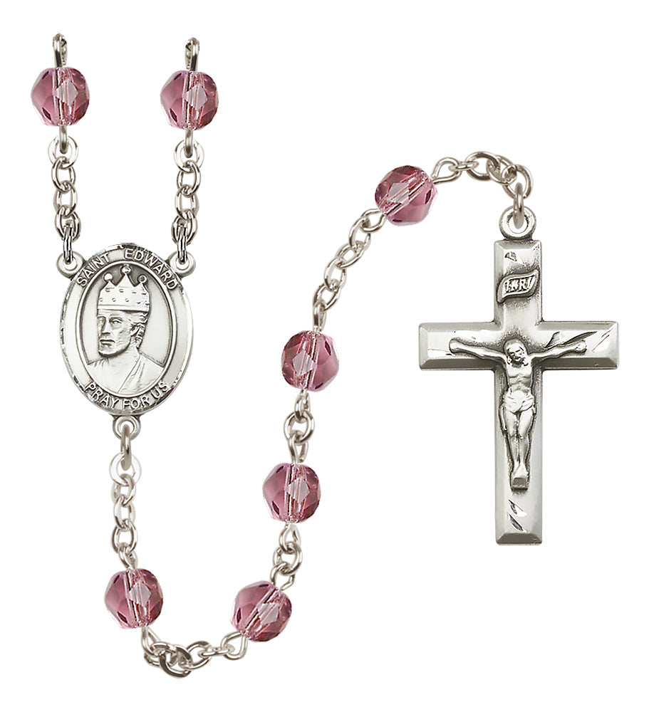 St. Edward the Confessor Rosary - 6mm Amethyst Fire Polished beads - 8026