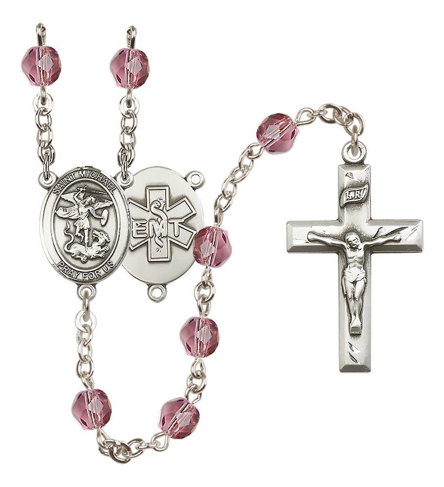 E.M.T.'s Rosary - 6mm Amethyst Fire Polished beads - 8076S10