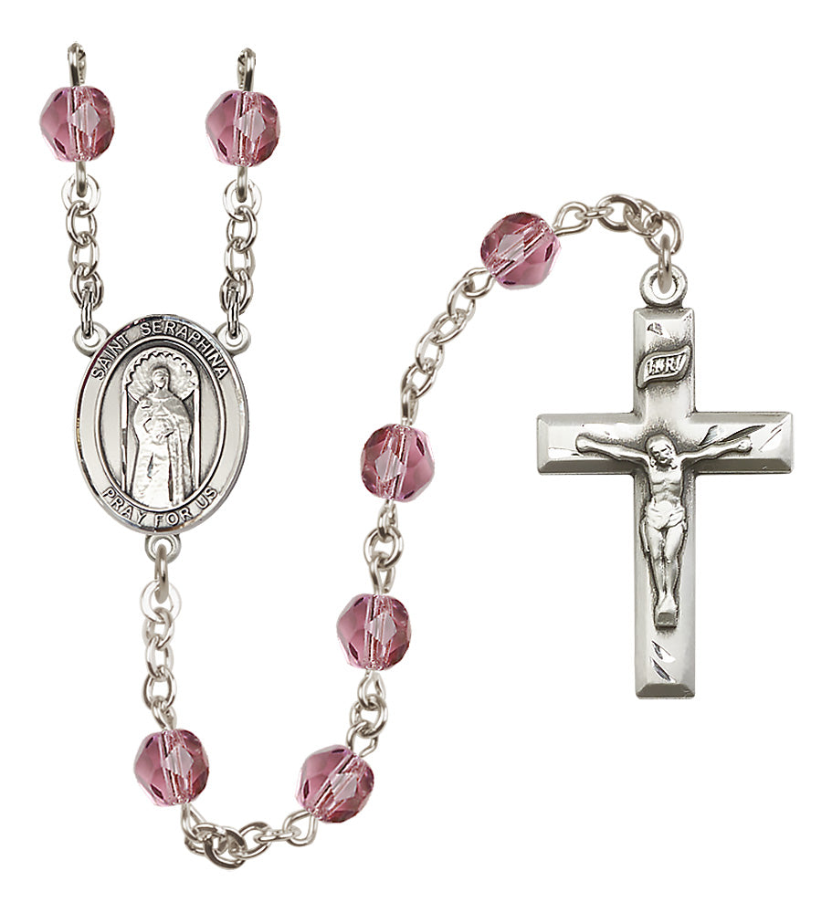 St. Seraphina Rosary - 6mm Amethyst Fire Polished beads - 8405