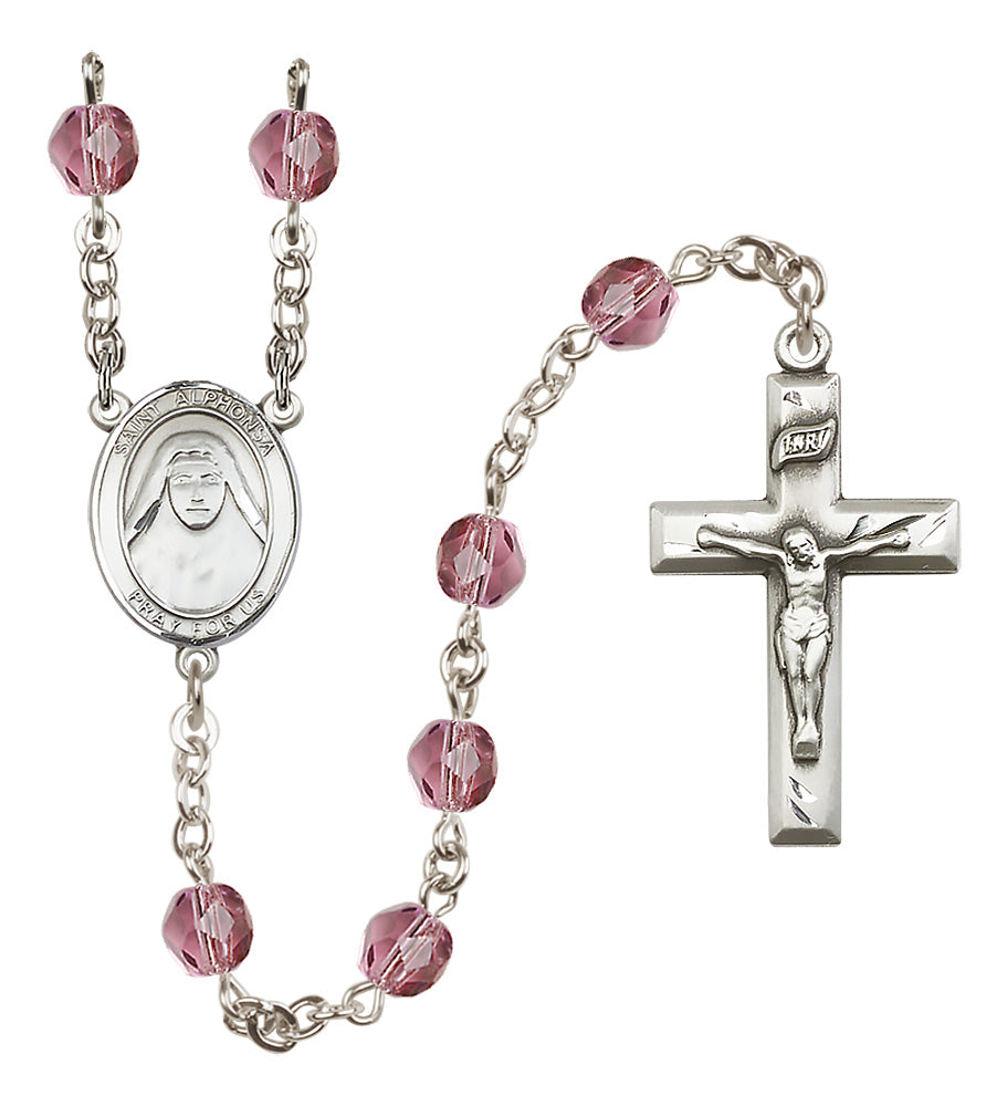 St. Alphonsa of India Rosary - 6mm Amethyst Fire Polished beads - 8406