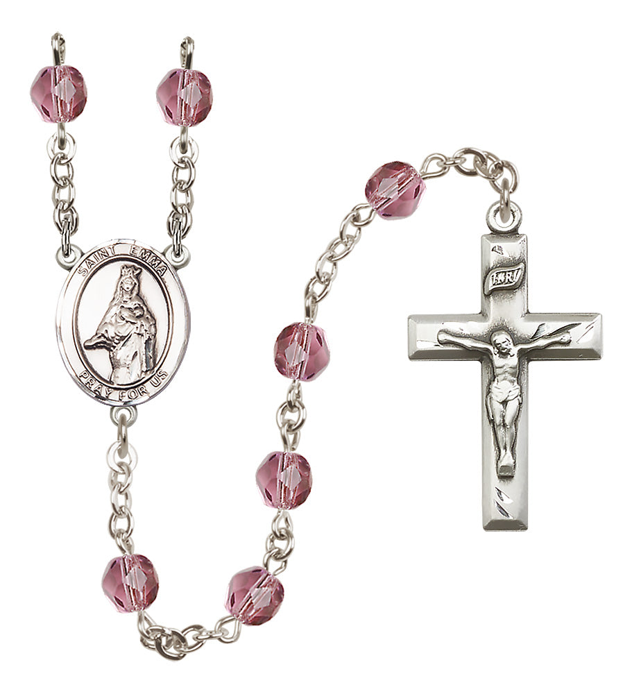 St. Emma Uffing Rosary - 6mm Amethyst Fire Polished beads - 8450