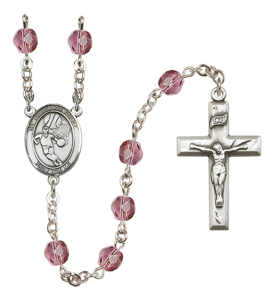 Basketball Rosary - 6mm Amethyst Fire Polished beads - 8702