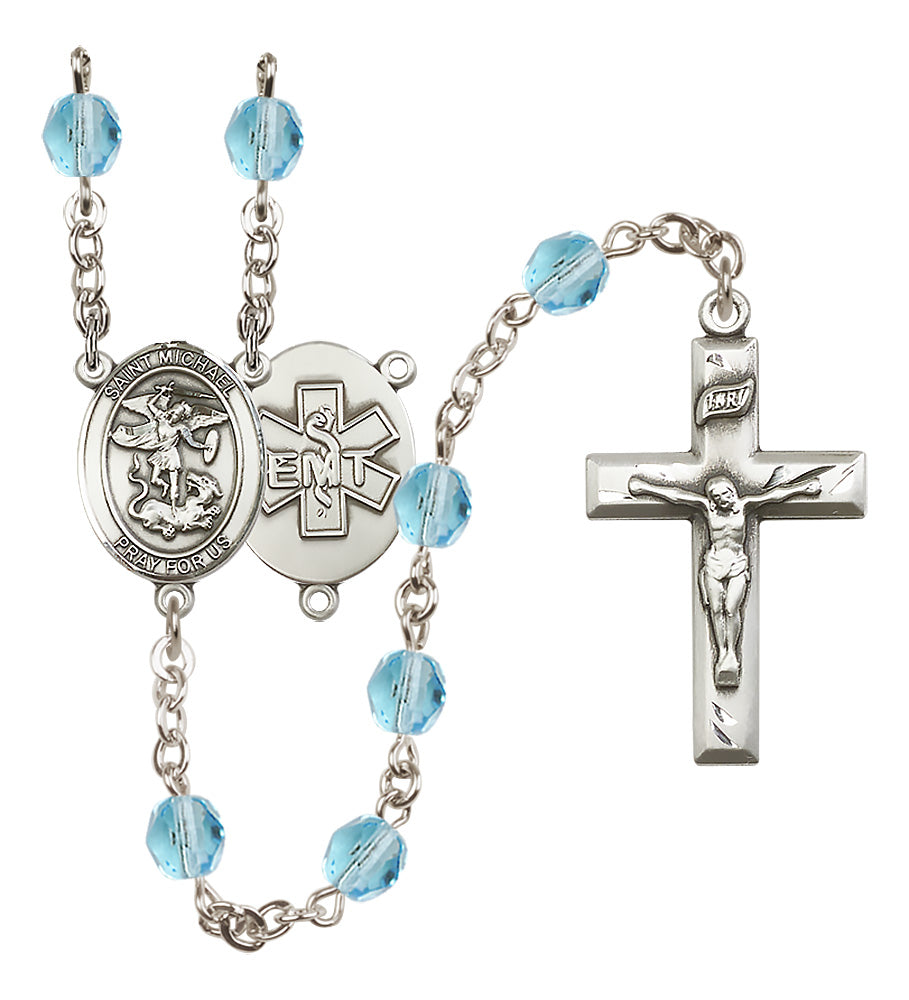 E.M.T.'s Rosary - 6mm Aqua Fire Polished beads - 8076S10