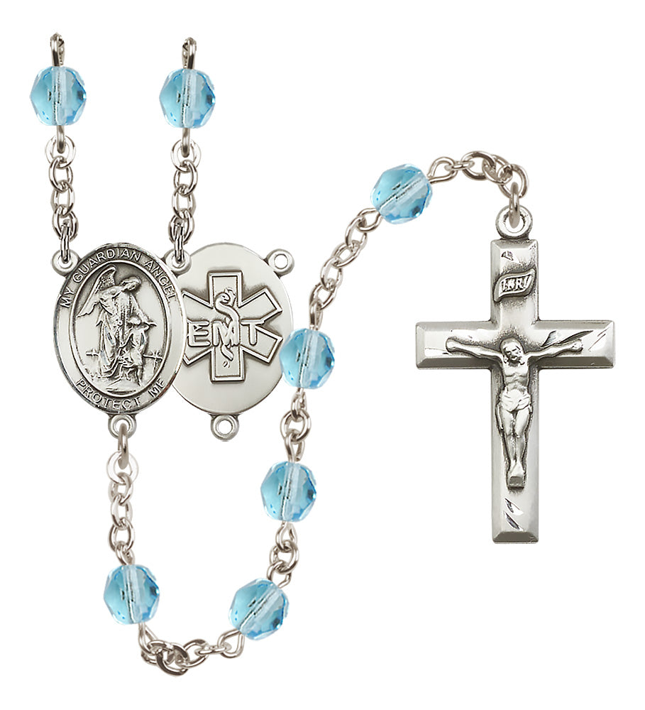 E.M.T.'s Rosary - 6mm Aqua Fire Polished beads - 8118S10