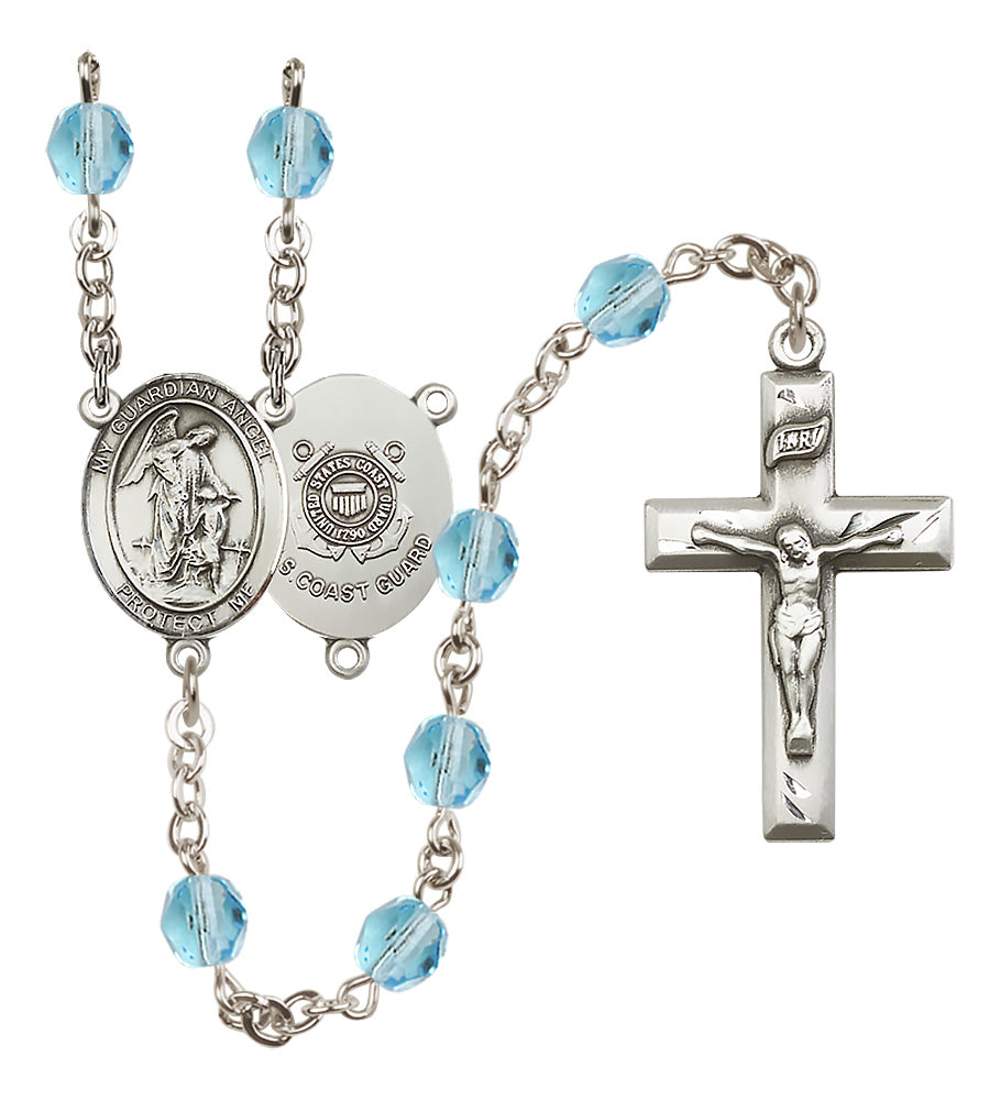Marines Rosary - 6mm Aqua Fire Polished beads - 8118S3