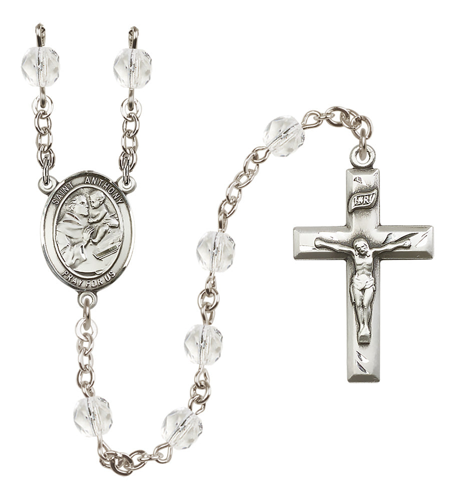 St. Anthony of Padua Rosary - 6mm Crystal Fire Polished beads - 8004