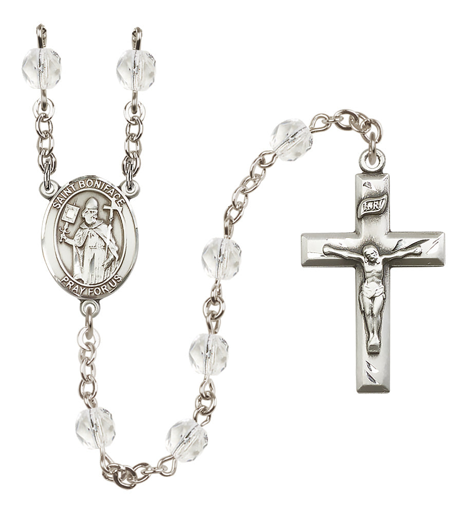 St. Boniface Rosary - 6mm Crystal Fire Polished beads - 8009
