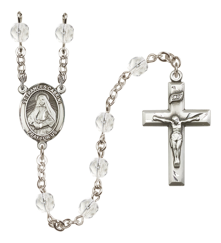 St. Frances Cabrini Rosary - 6mm Crystal Fire Polished beads - 8011