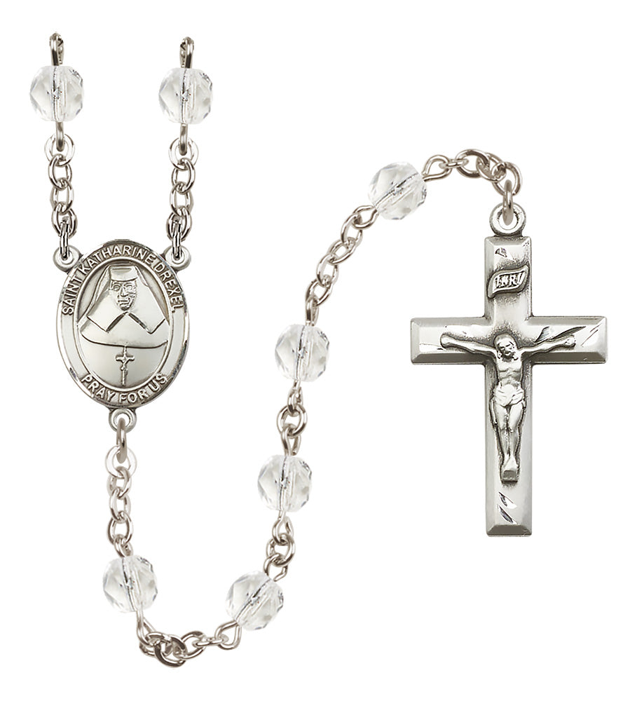 St. Katharine Drexel Rosary - 6mm Crystal Fire Polished beads - 8015