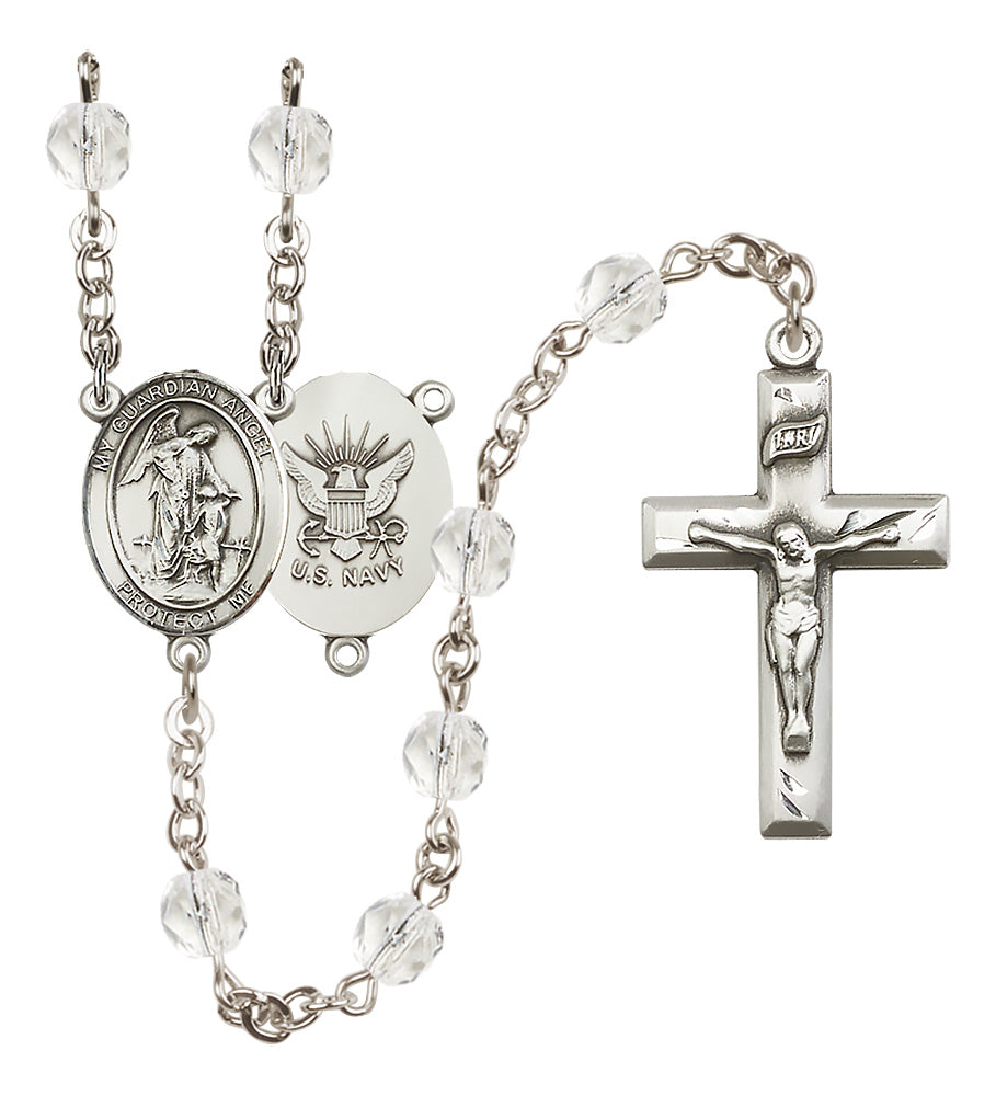 Navy Rosary - 6mm Crystal Fire Polished beads - 8118S6