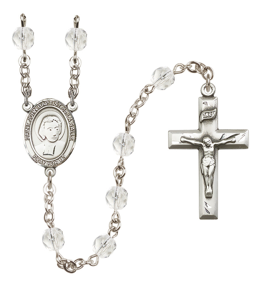 St. John Baptist de la Salle Rosary - 6mm Crystal Fire Polished beads - 8262