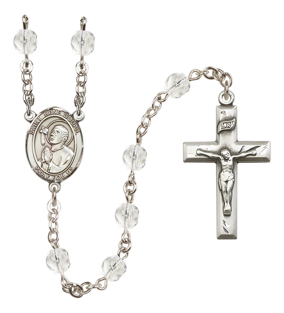 St. Rene Goupil Rosary - 6mm Crystal Fire Polished beads - 8334