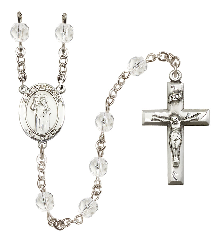 St. Columbkille Rosary - 6mm Crystal Fire Polished beads - 8399