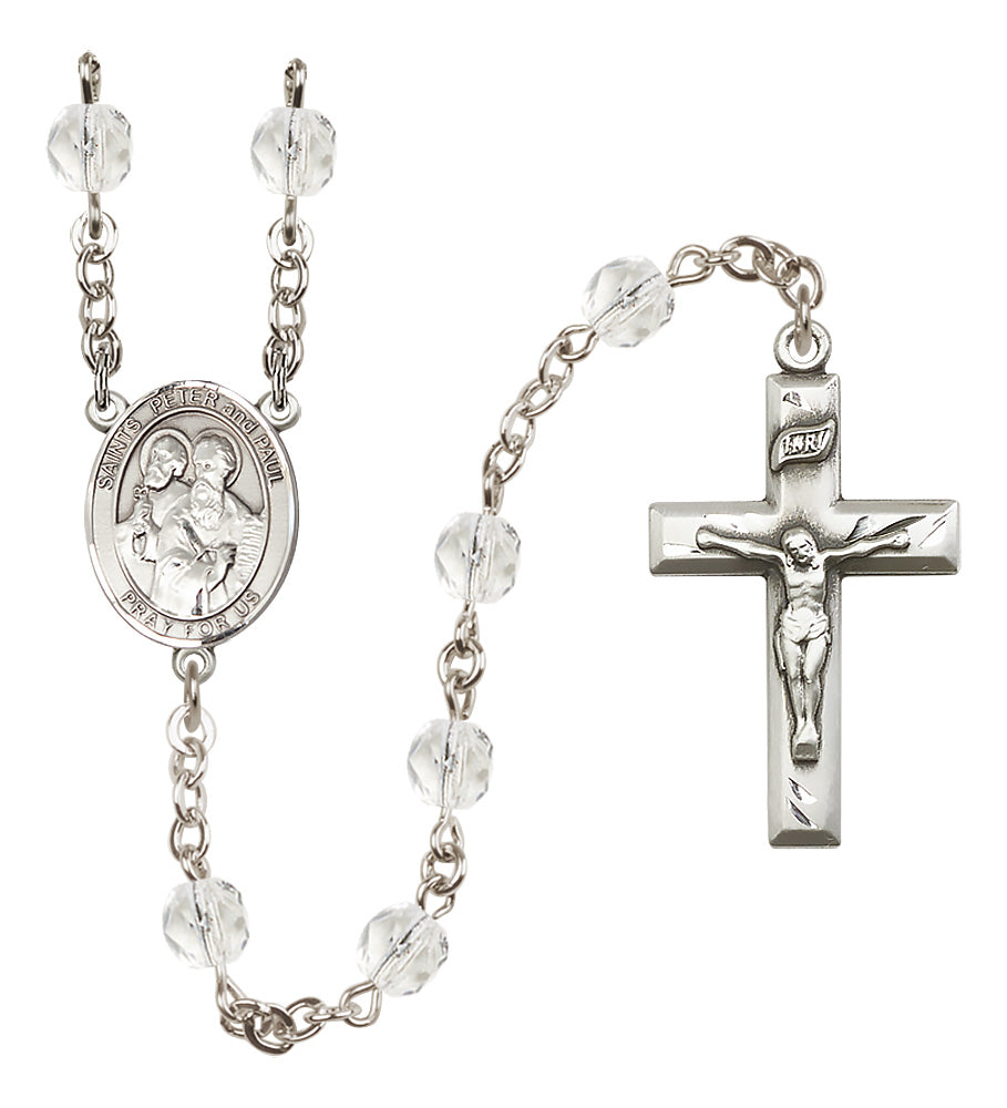Sts. Peter & Paul Rosary - 6mm Crystal Fire Polished beads - 8410