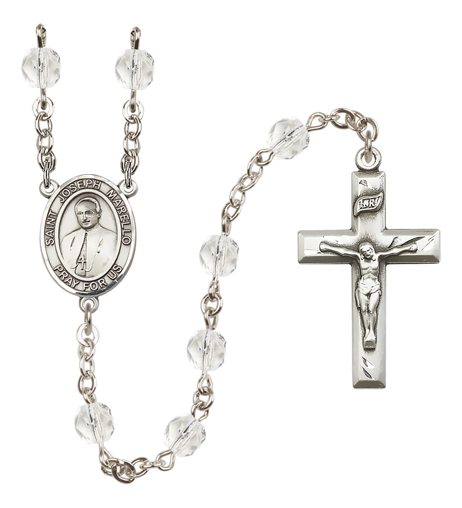 St. Joseph Marello Rosary - 6mm Crystal Fire Polished beads - 8430