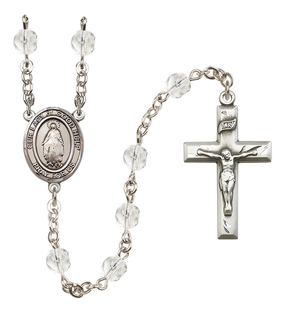 O/L of Good Help Rosary - 6mm Crystal Fire Polished beads - 8431