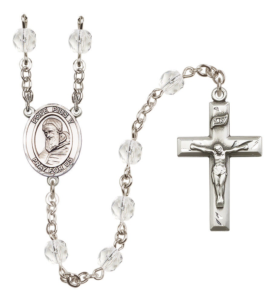 St. Pius X Rosary - 6mm Crystal Fire Polished beads - 8452