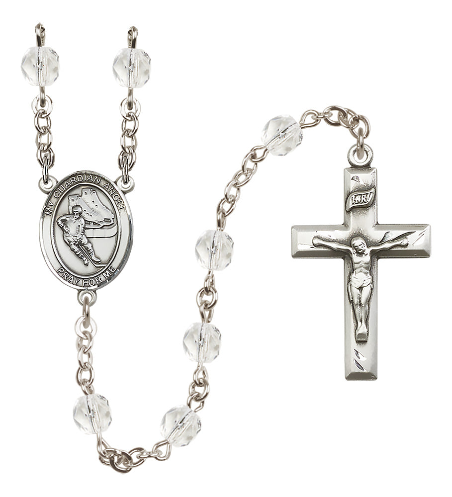 Hockey Rosary - 6mm Crystal Fire Polished beads - 8704