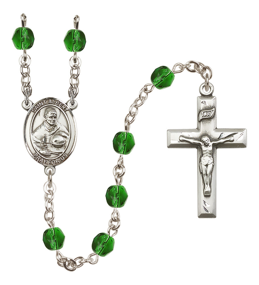 St. Albert the Great Rosary - 6mm Emerald Fire Polished beads - 8001