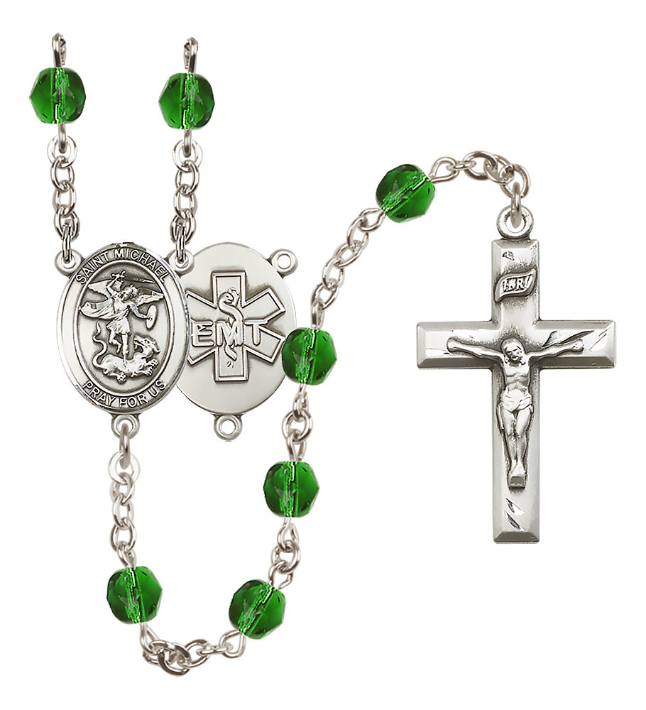 E.M.T.'s Rosary - 6mm Emerald Fire Polished beads - 8076S10
