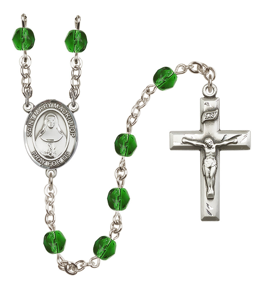 St. Mary Mackillop Rosary - 6mm Emerald Fire Polished beads - 8425