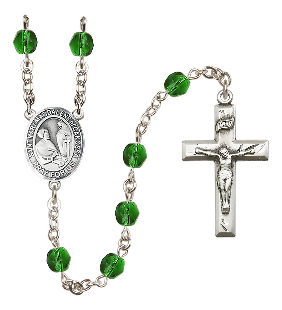St. Mary Magdalene of Canossa Rosary - 6mm Emerald Fire Polished beads - 8429