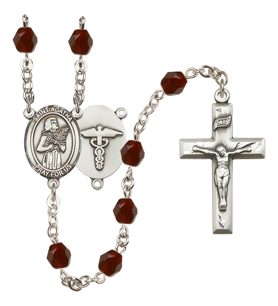 Nurses Rosary - 6mm Garnet Fire Polished beads - 8003S9