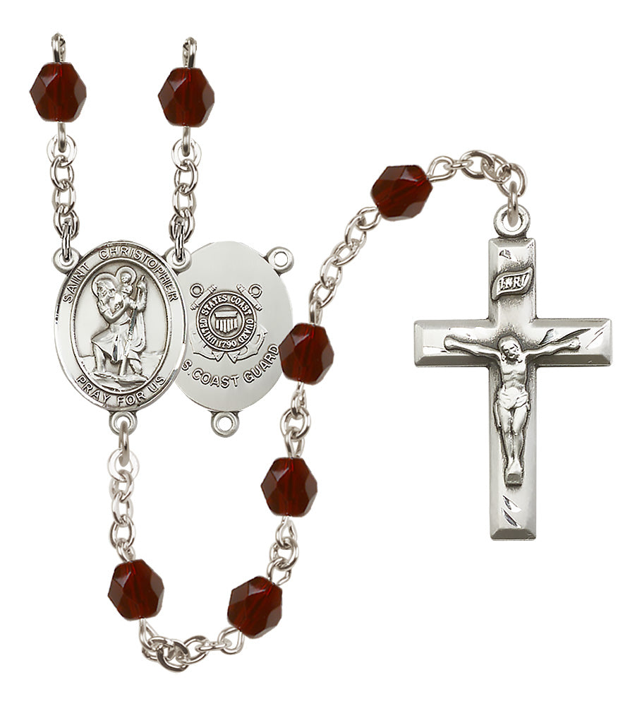 Marines Rosary - 6mm Garnet Fire Polished beads - 8022S3