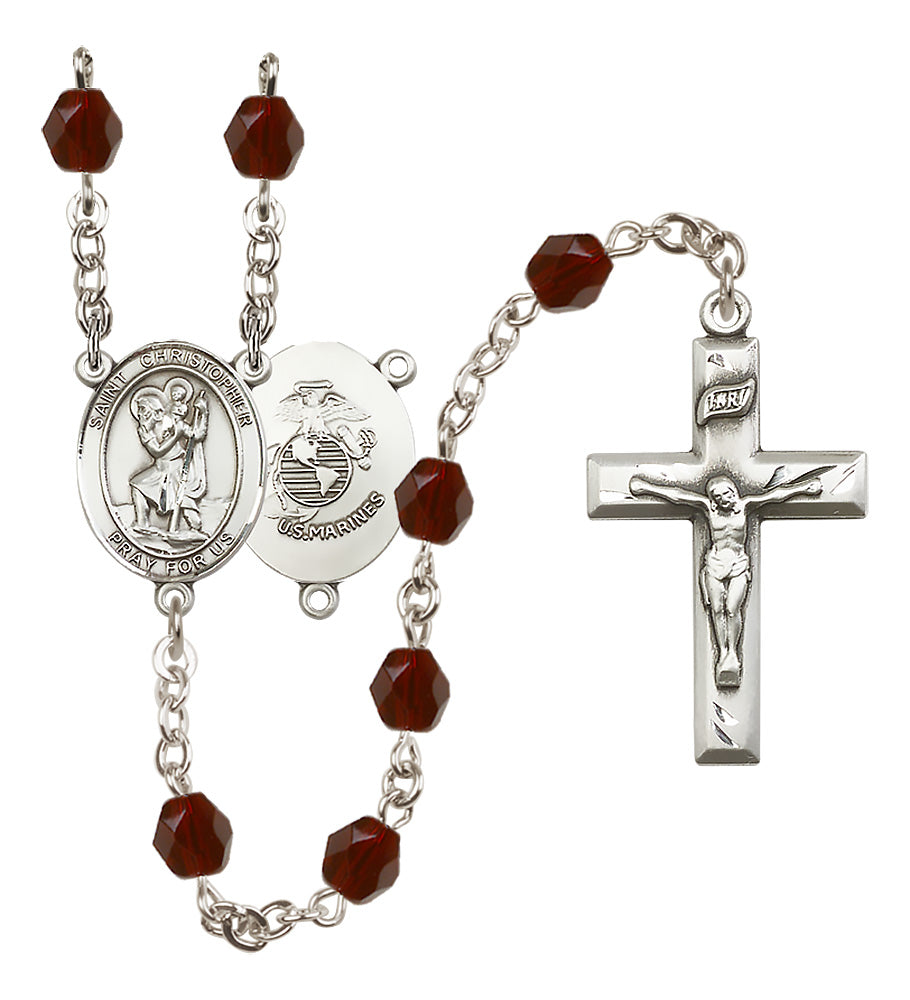 Marines Rosary - 6mm Garnet Fire Polished beads - 8022S4