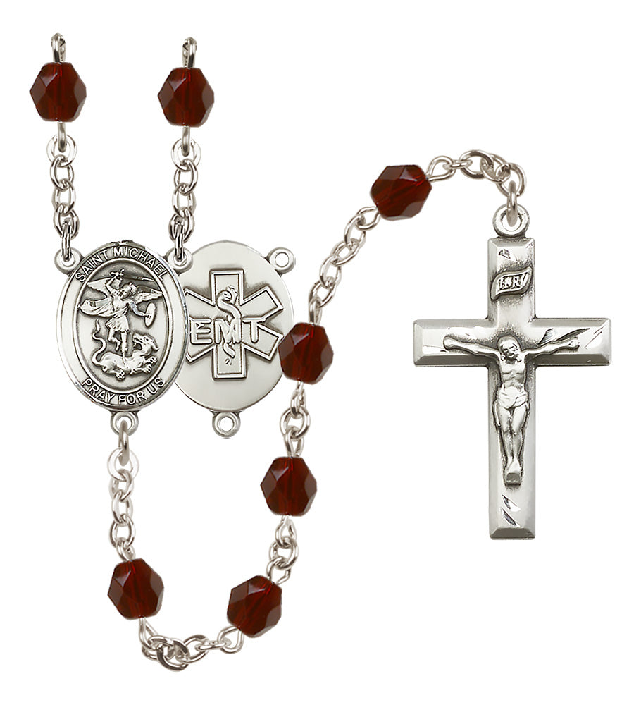 E.M.T.'s Rosary - 6mm Garnet Fire Polished beads - 8076S10