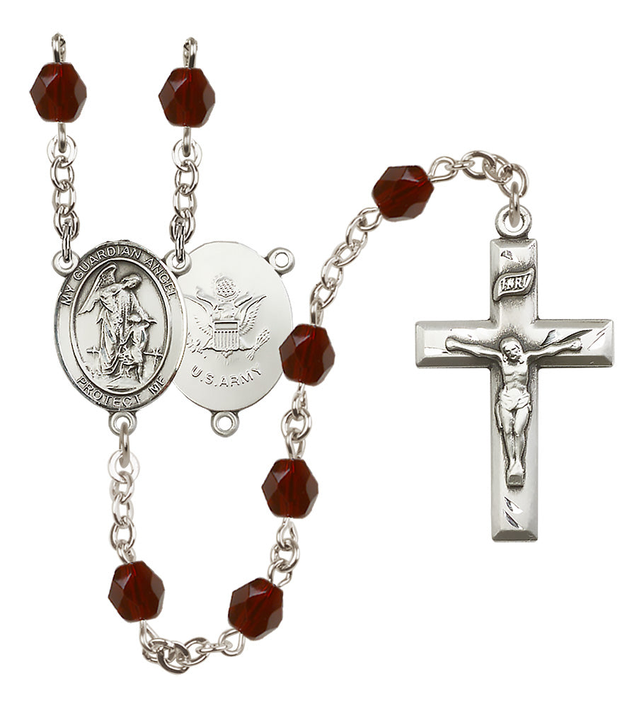 Army Rosary - 6mm Garnet Fire Polished beads - 8118S2