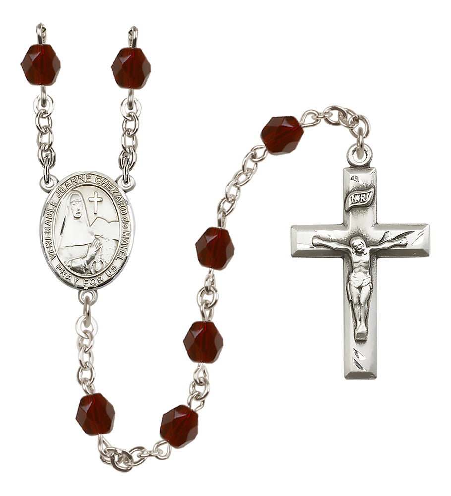 St. Jeanne Chezard de Matel Rosary - 6mm Garnet Fire Polished beads - 8401