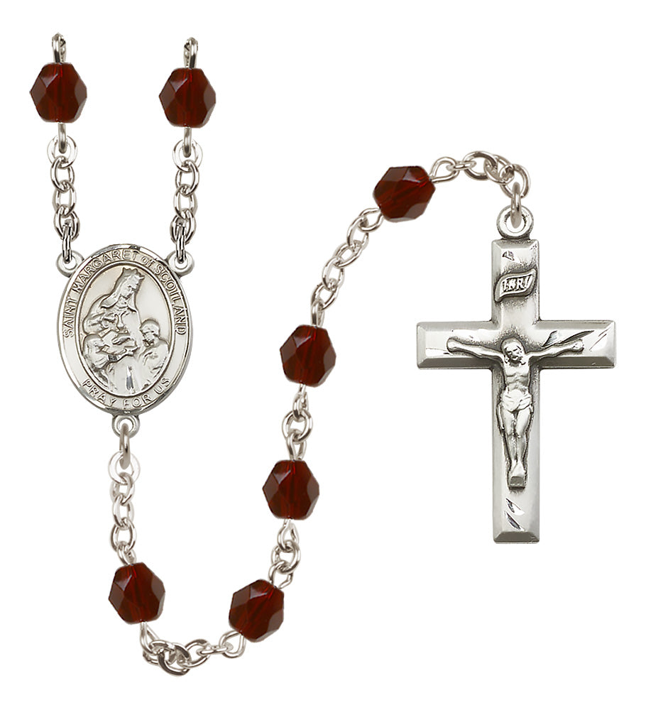 St. Margaret of Scotland Rosary - 6mm Garnet Fire Polished beads - 8407