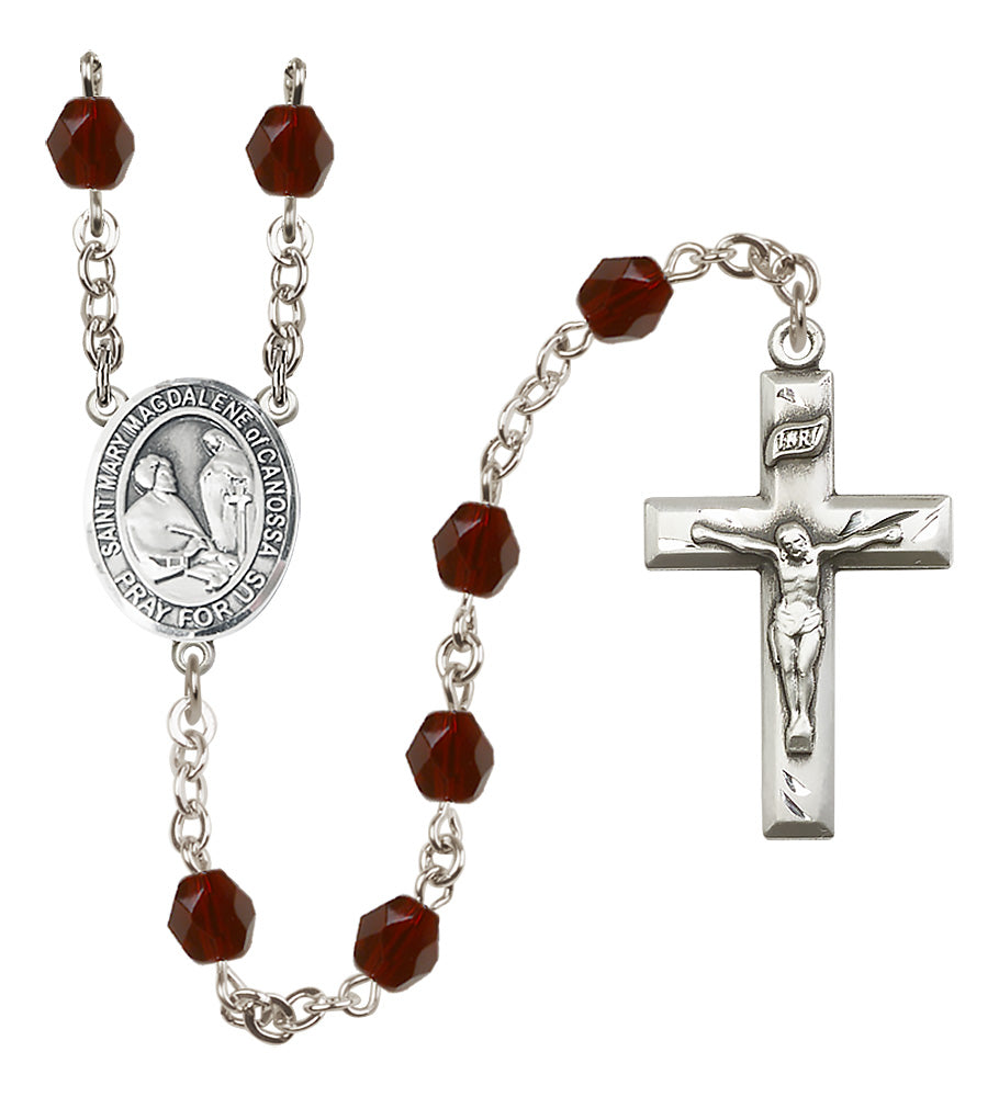 St. Mary Magdalene of Canossa Rosary - 6mm Garnet Fire Polished beads - 8429