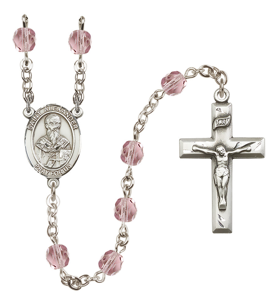 St. Alexander Sauli Rosary - 6mm Light Amethyst Fire Polished beads - 8012
