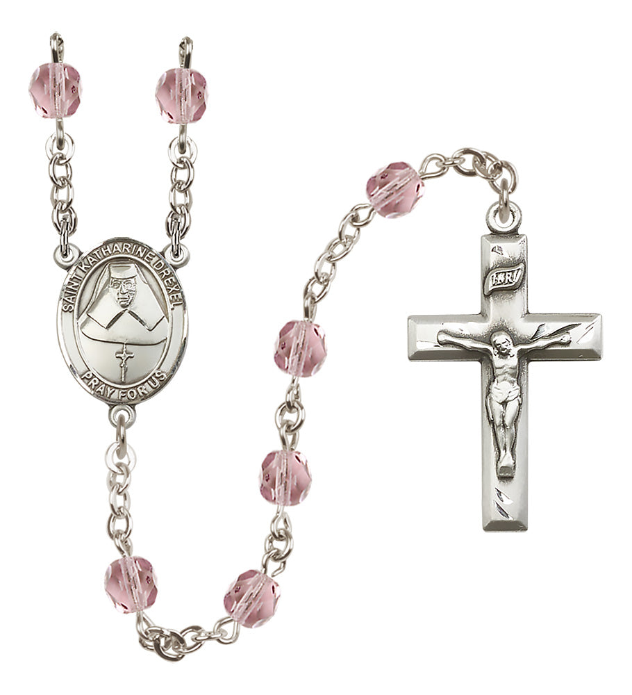 St. Katharine Drexel Rosary - 6mm Light Amethyst Fire Polished beads - 8015