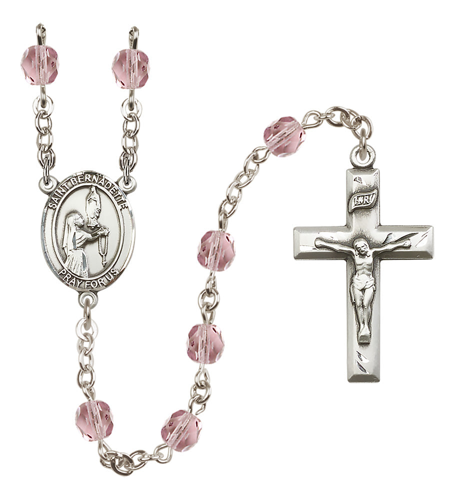 St. Bernadette Rosary - 6mm Light Amethyst Fire Polished beads - 8017