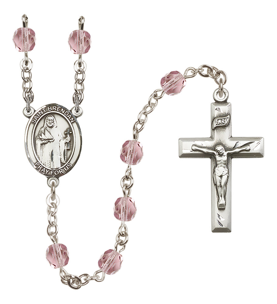 St. Brendan the Navigator Rosary - 6mm Light Amethyst Fire Polished beads - 8018