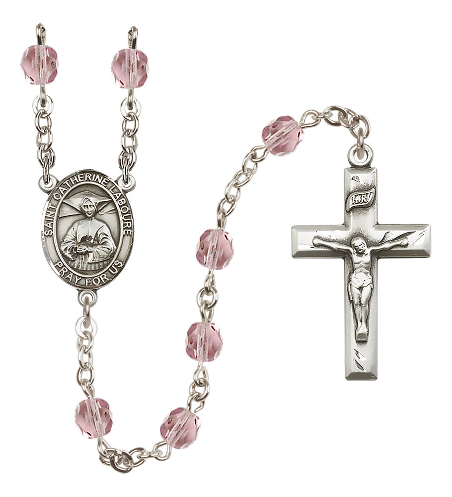 St. Catherine Laboure Rosary - 6mm Light Amethyst Fire Polished beads - 8021