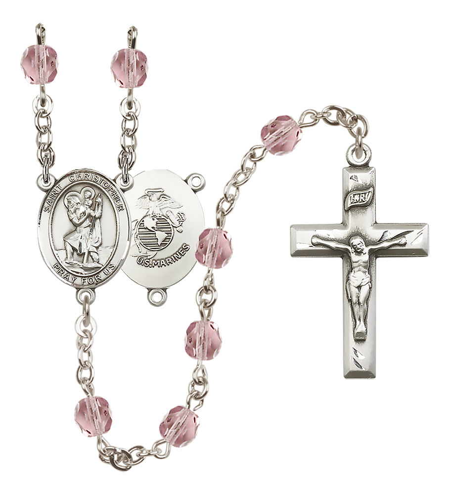 Marines Rosary - 6mm Light Amethyst Fire Polished beads - 8022S4