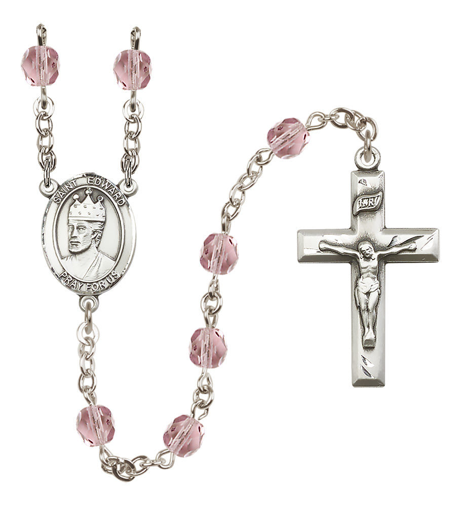 St. Edward the Confessor Rosary - 6mm Light Amethyst Fire Polished beads - 8026
