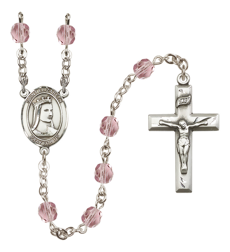 St. Elizabeth of Hungary Rosary - 6mm Light Amethyst Fire Polished beads - 8033