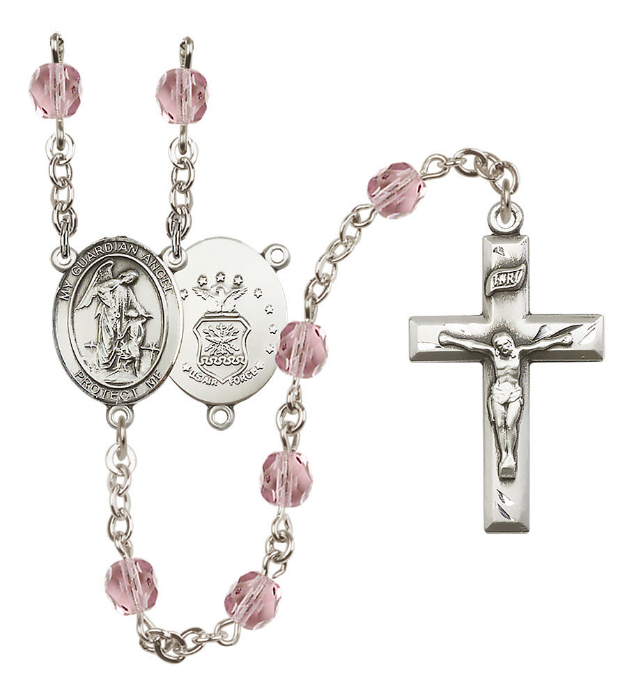 Air Force Rosary - 6mm Light Amethyst Fire Polished beads - 8118S1