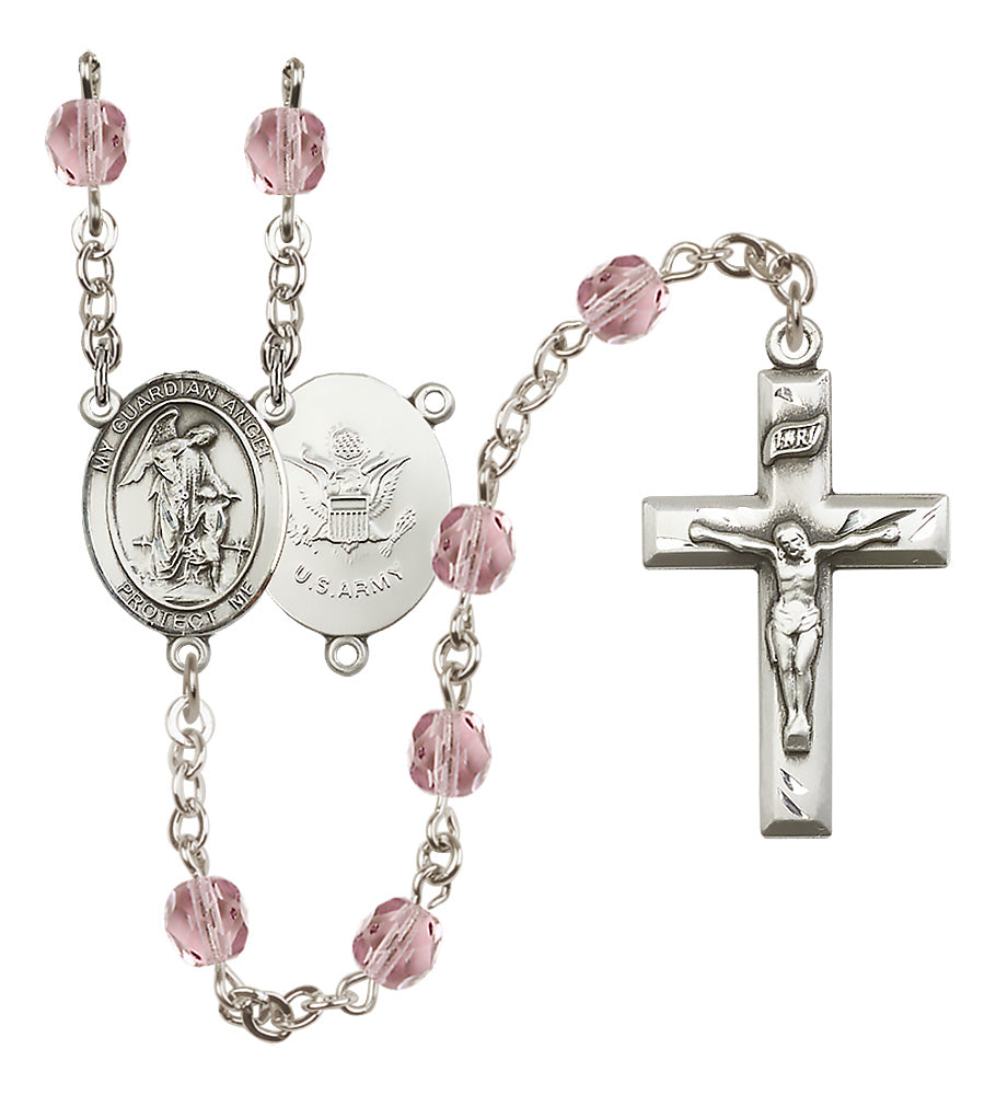 Army Rosary - 6mm Light Amethyst Fire Polished beads - 8118S2
