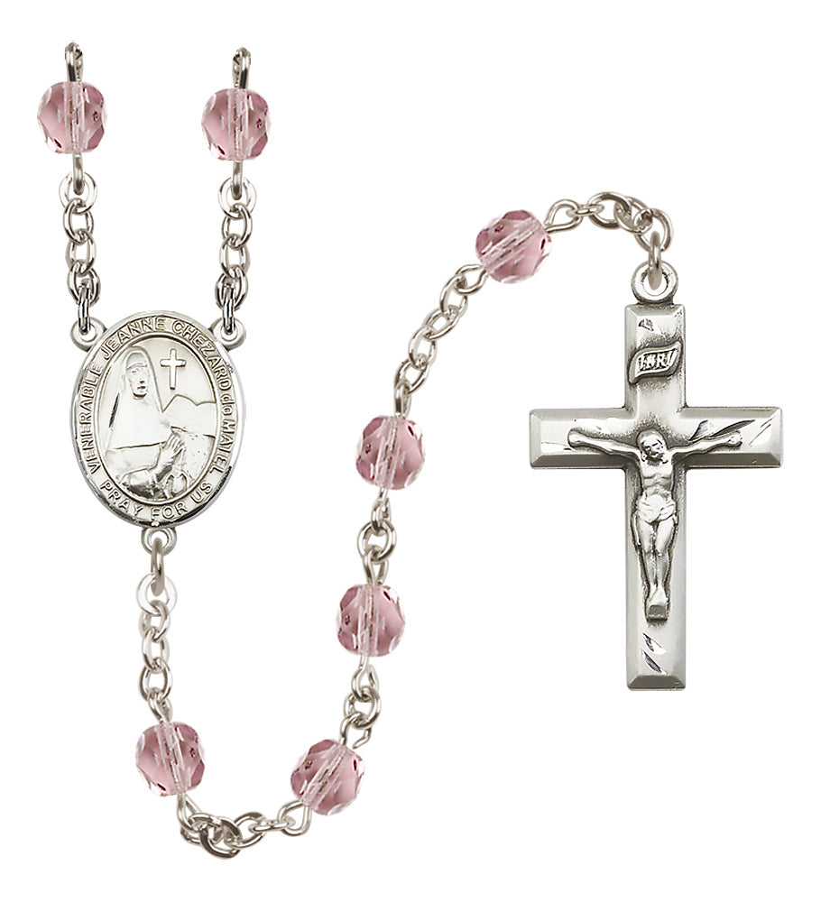 St. Jeanne Chezard de Matel Rosary - 6mm Light Amethyst Fire Polished beads - 8401