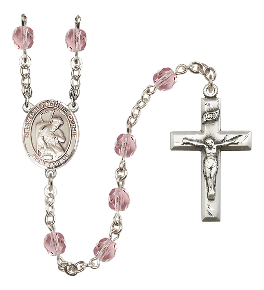 Blessed Herman the Cripple Rosary - 6mm Light Amethyst Fire Polished beads - 8403