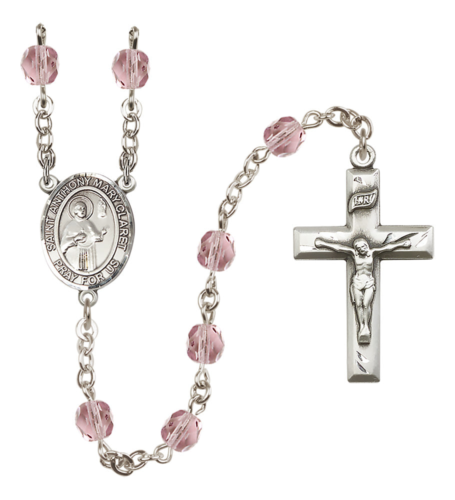 St. Anthony Mary Claret Rosary - 6mm Light Amethyst Fire Polished beads - 8416